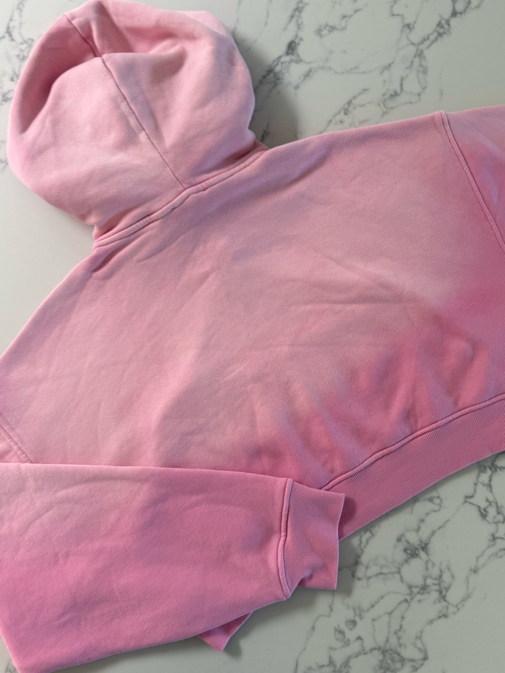 Elwood Babydoll Cropped Zip-Up Hoodie - Sun Faded Pink - Size Large - Picture 3 of 4